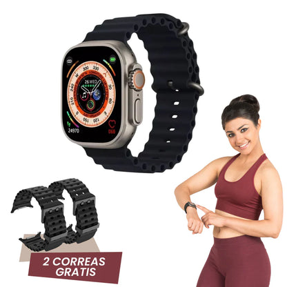 Reloj Inteligente Ultra Pro (+200 Funciones) + 2 correas (blanco+negro)