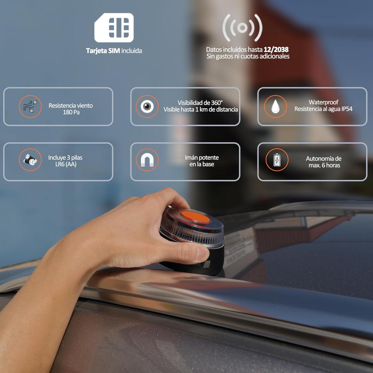 🚨Baliza Luz De Emergencia V16 Geolocalizada Homologada Por DGT